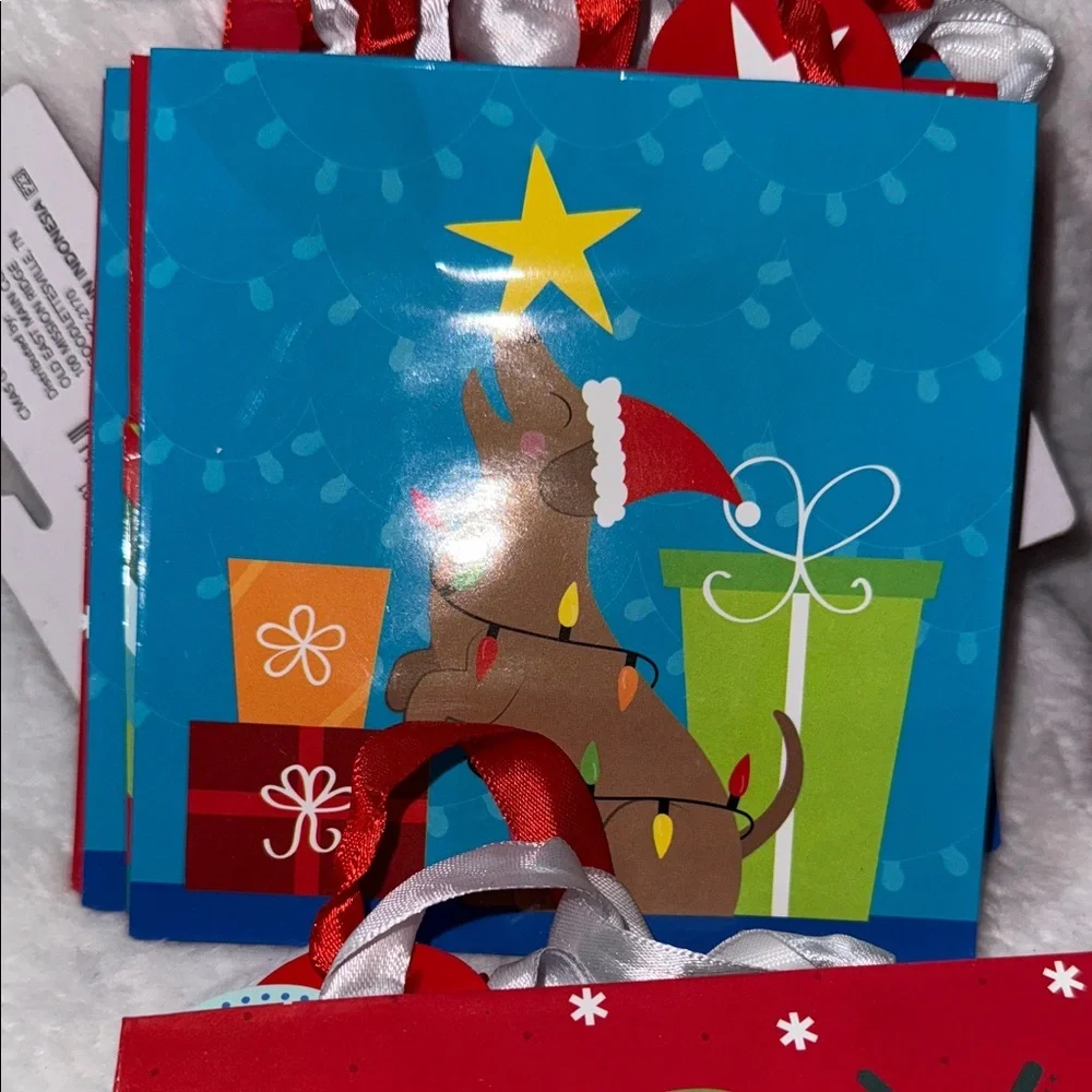 Festive Merry Christmas Gift Bags - Red and Blue